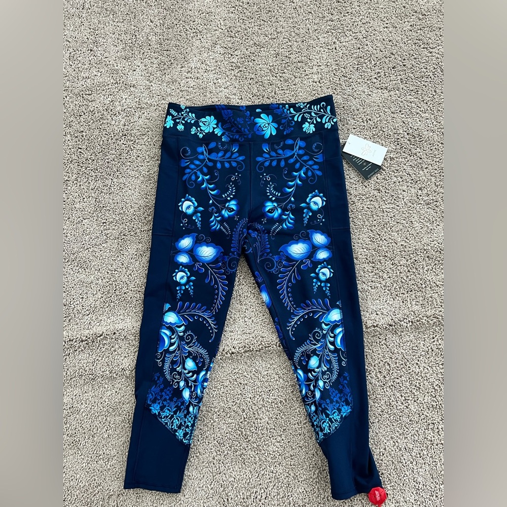 New! Johnny Was Farrow Contrast Active Floral Pattern Leggings, Women's XXL $210 - Picture 2 of 3